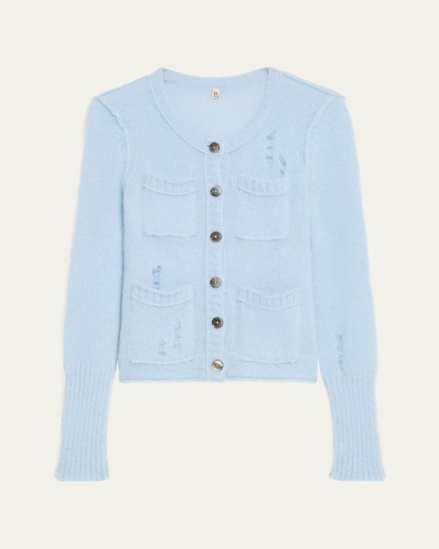 Shrunken Distressed Cardigan